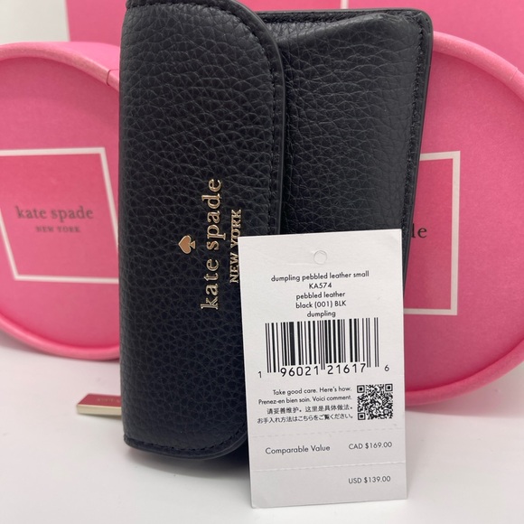 Kate Spade Dumpling Small Pebble Leather Flap Card Holder Wallet 
Black 
NWT - Picture 14 of 16